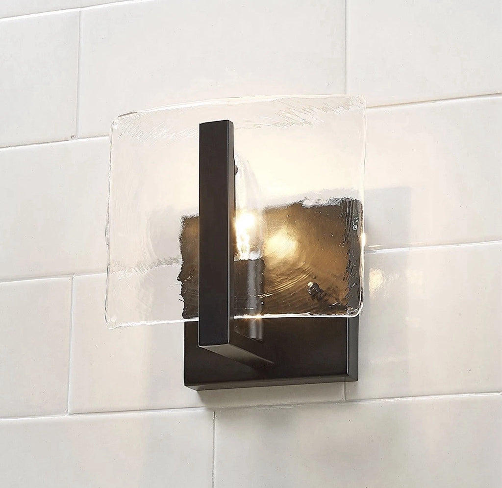 Golden Lighting 3164-1W HWG Aenon 7" Tall Bathroom Sconce - Black.