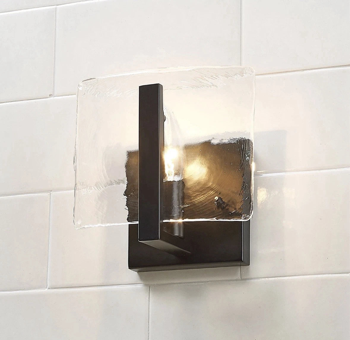 Golden Lighting 3164-1W HWG Aenon 7" Tall Bathroom Sconce - Black.