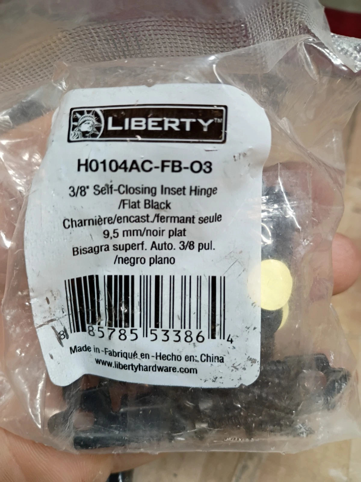 (20Pk) Liberty H0104AC-FB-03 Self Closing Insert Hinge Flat Black.