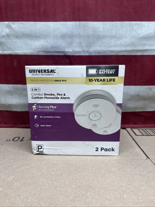 USI 2-Pack 10-Year Battery Combination Smoke and Carbon Monoxide Detector. New