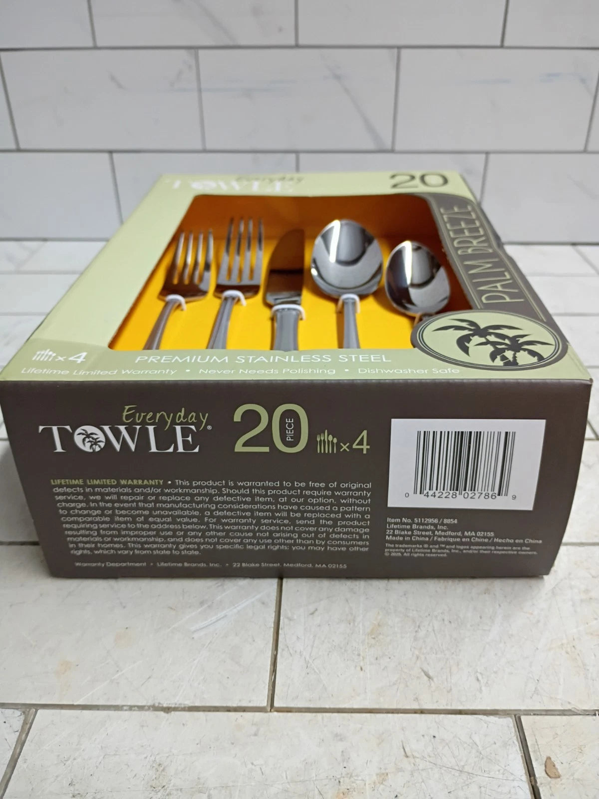 Towle Everyday Palm Breeze Stainless Steel 20pc. Flatware Set, Open Box