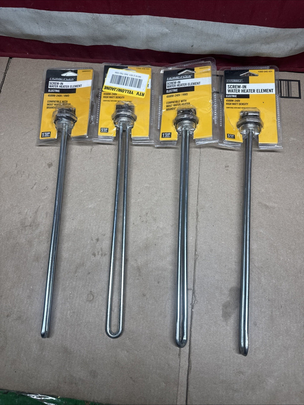 4-Pack Everbilt EBSE-4500-240 HWD Water Heater Element 4500W 240V, Open Box,