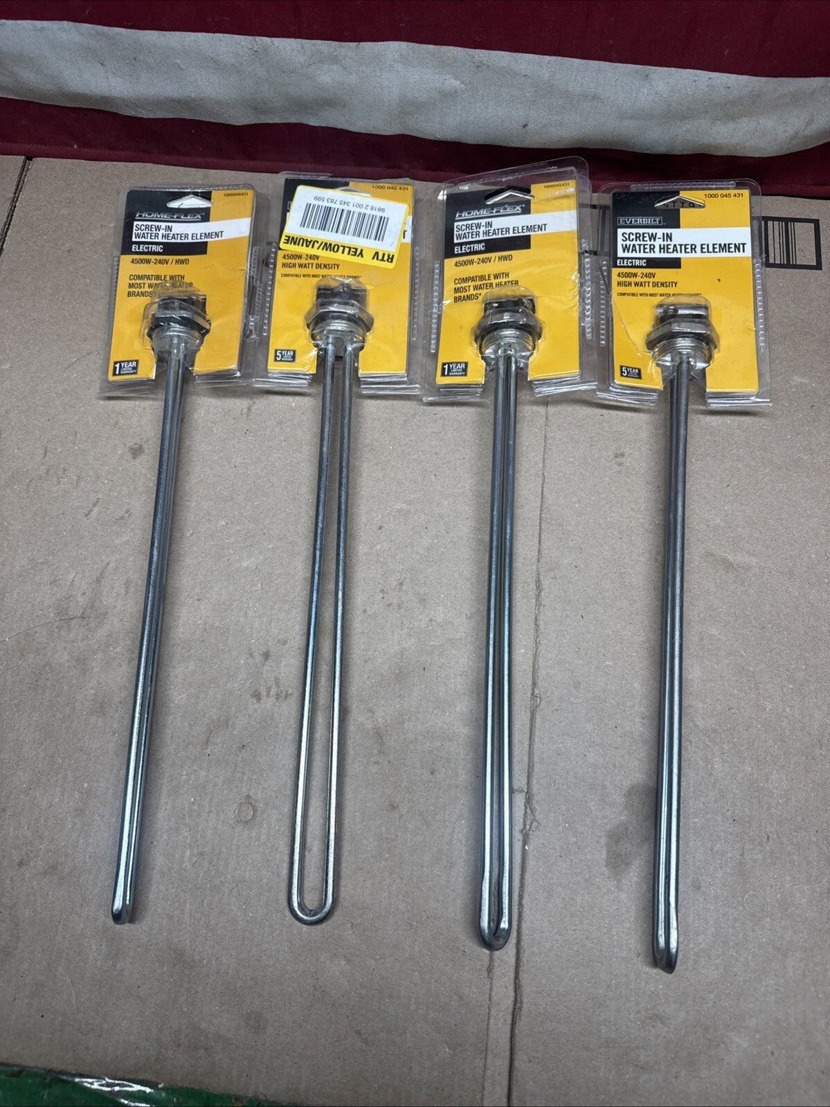 4-Pack Everbilt EBSE-4500-240 HWD Water Heater Element 4500W 240V, Open Box,
