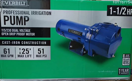 Everbilt 1-1/2 HP Cast Iron Lawn Irrigation Pump HDLS15 Used Or For Parts*