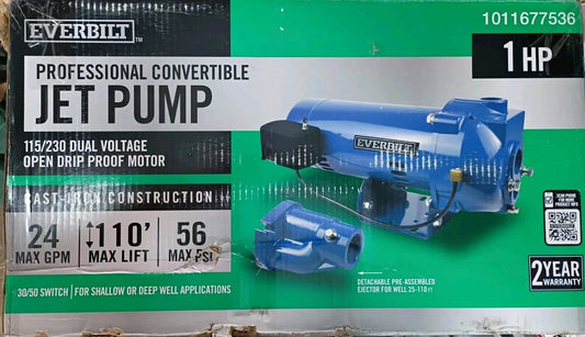 Everbilt HDCWJ10, 1 HP Professional Convertible Jet Pump 24 GPM, OPEN BOX,