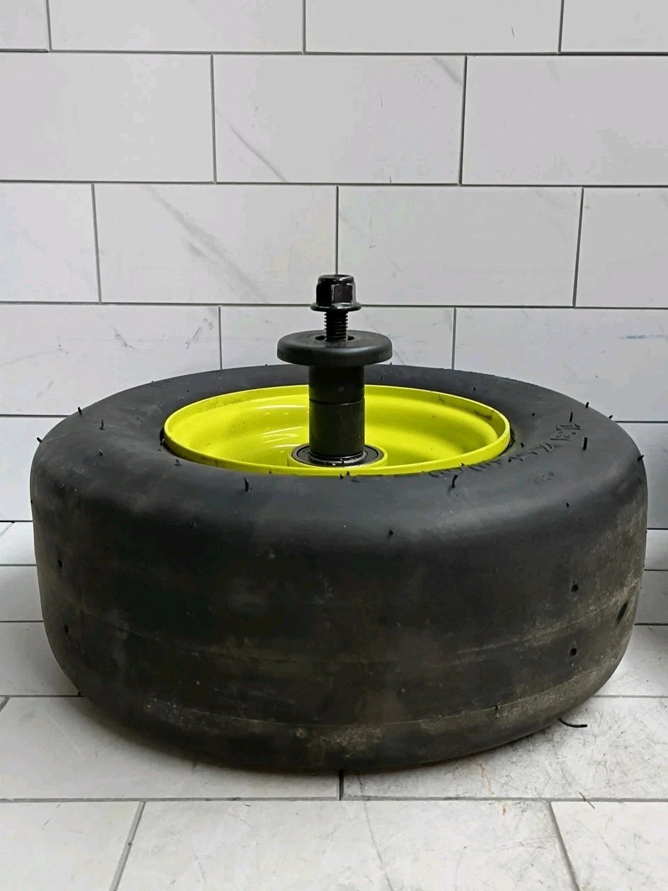 Front Wheel with Tire for Ryobi Z42Li 80v Zero Turn Mower + Axel & Spacers Used