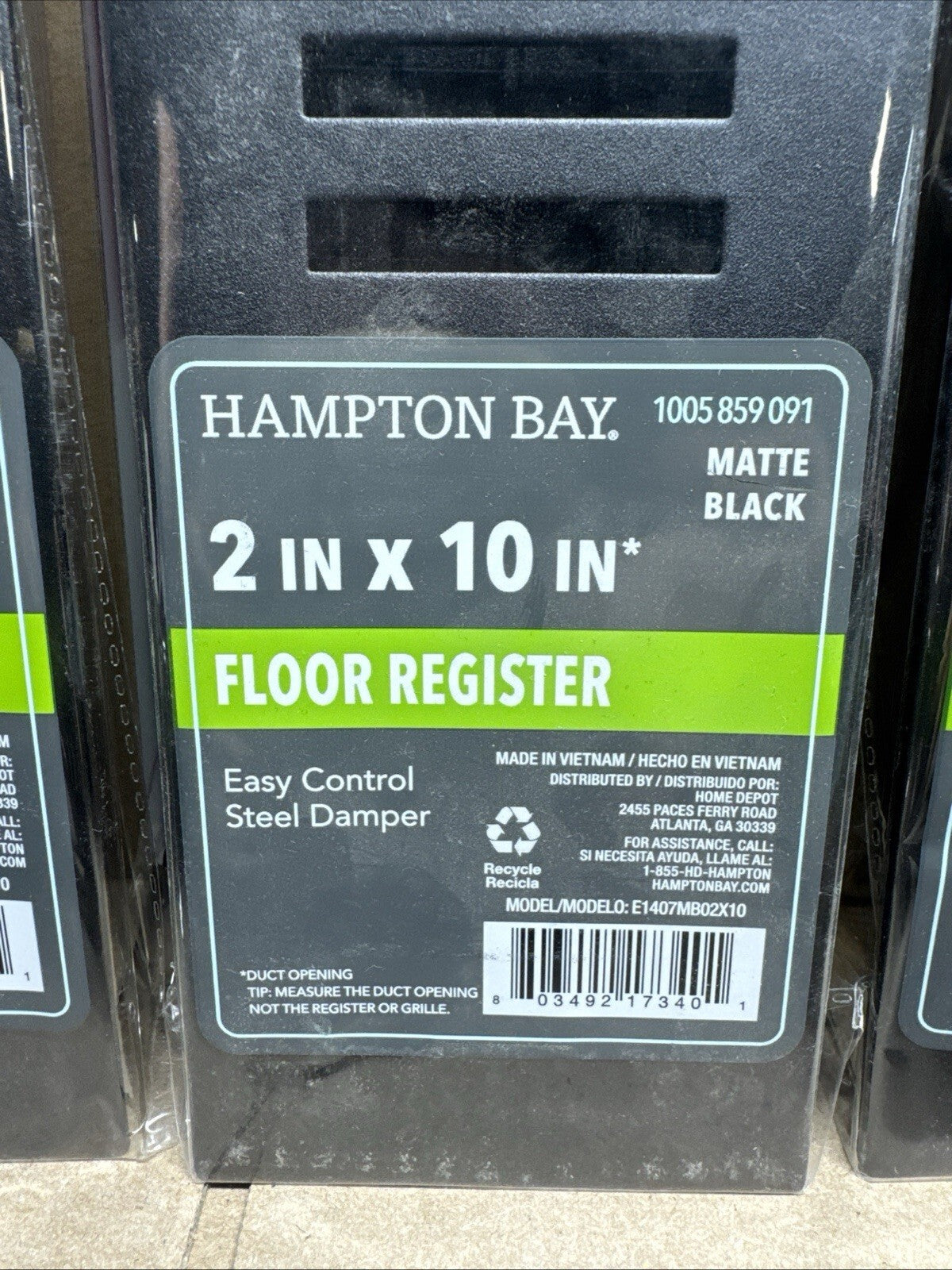 Lot Of 18 Hampton Bay 2 in. x 10 in. New York Modern Floor Register Matte Black