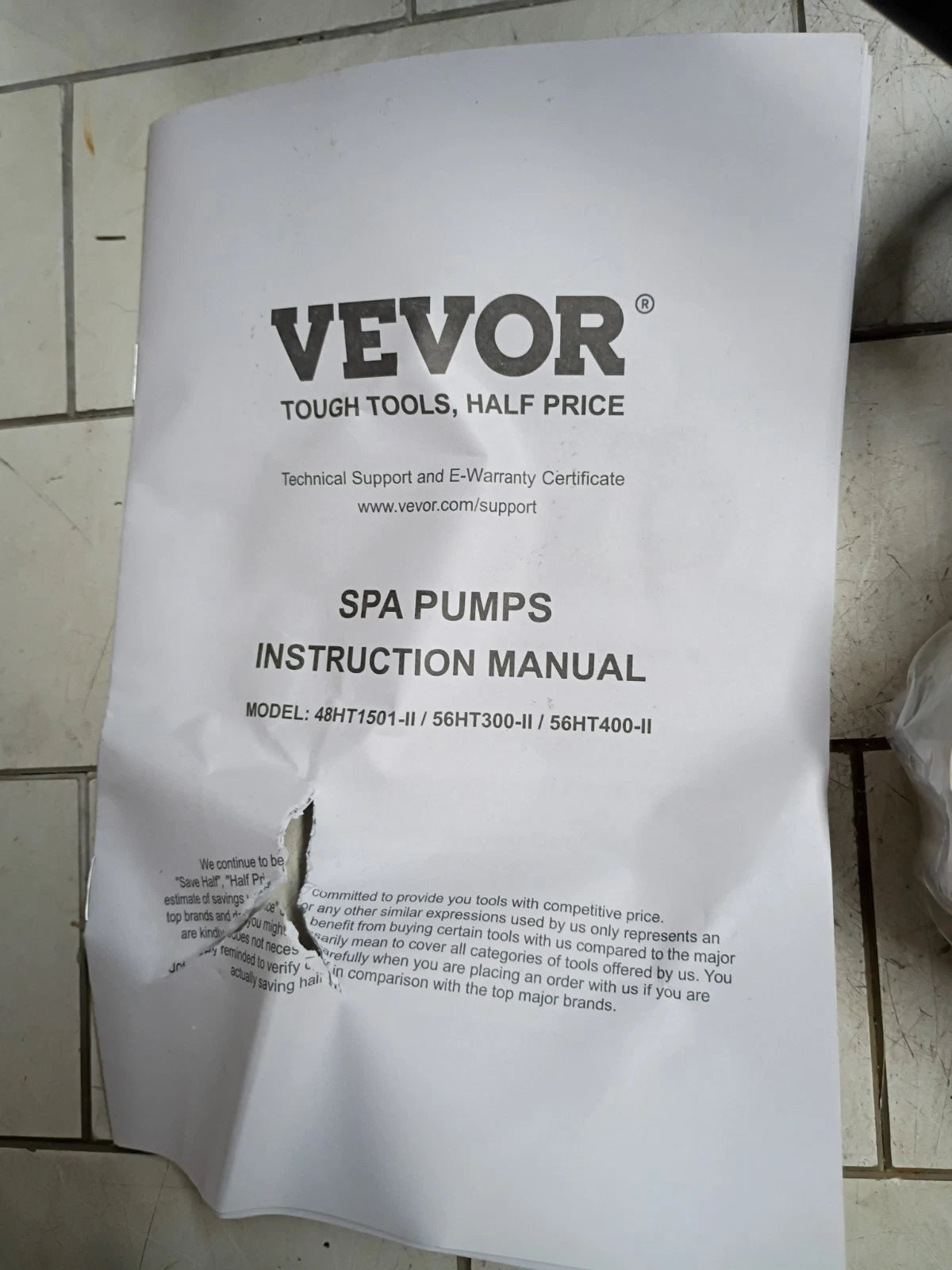 Vevor 2-Speed 1.5HP Spa Pump 110V 48-Frame 2" Port 150GPM Open Box