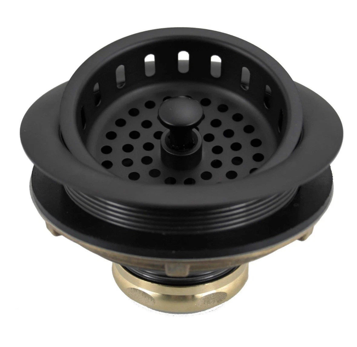 D214-62 3-1/2" Post Style Large Kitchen Sink Basket Strainer, Matte Black