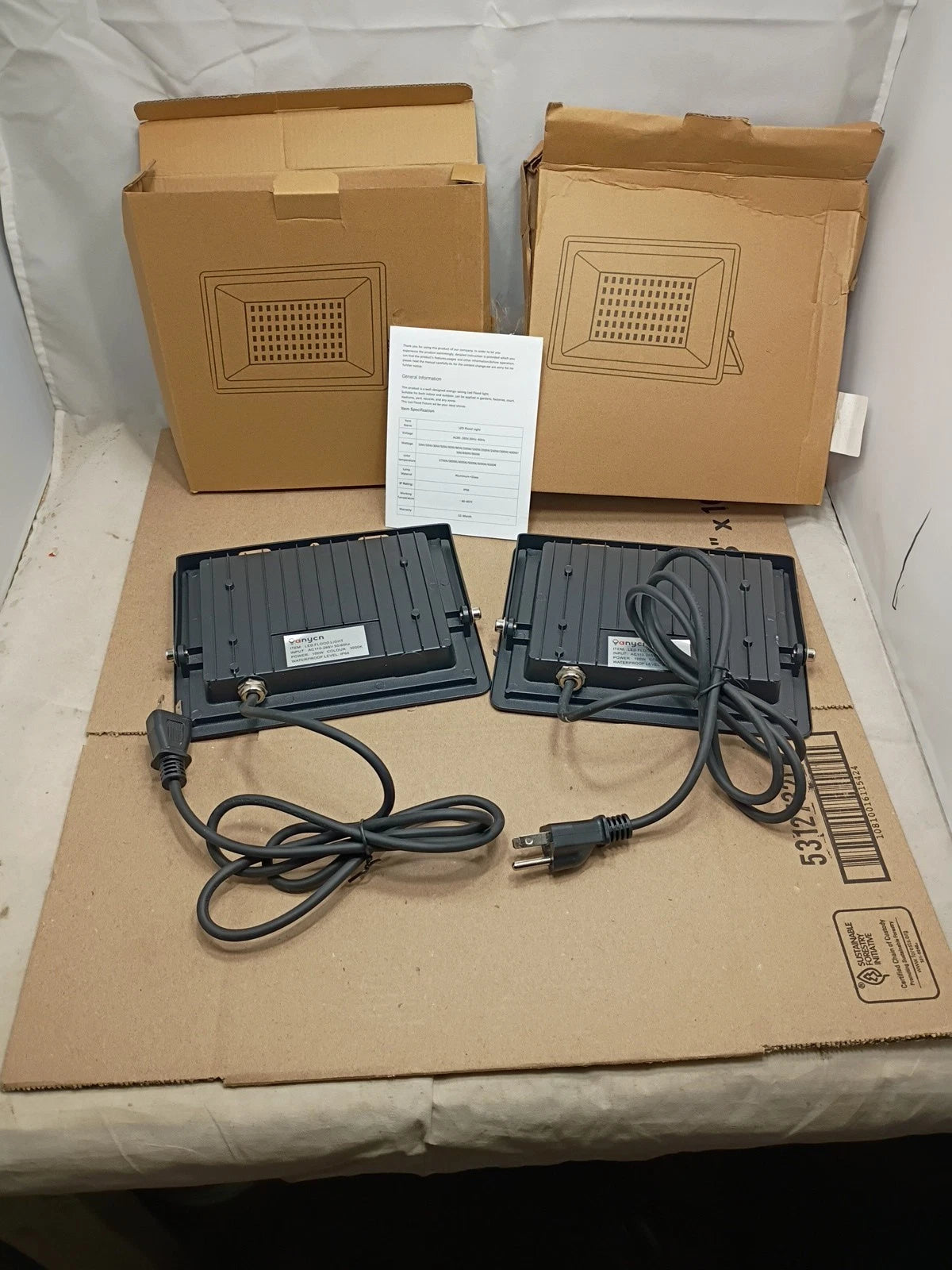 2pack 100W Led Flood Light Outdoor Security Garden Yard Spotlight Lamp Black