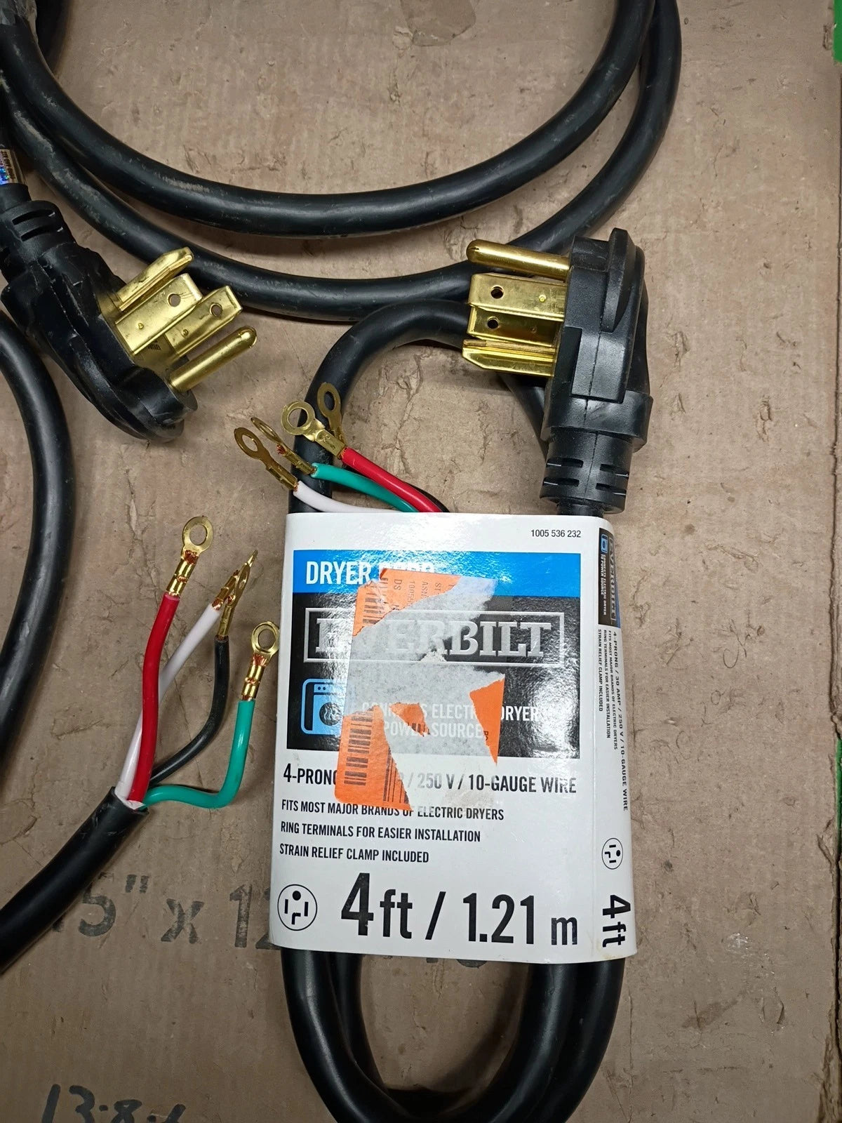 6pck Everbilt 98280 4 Ft Dryer Cord 4 prong 30 amp 250v 10-gauge wire, Open Box,