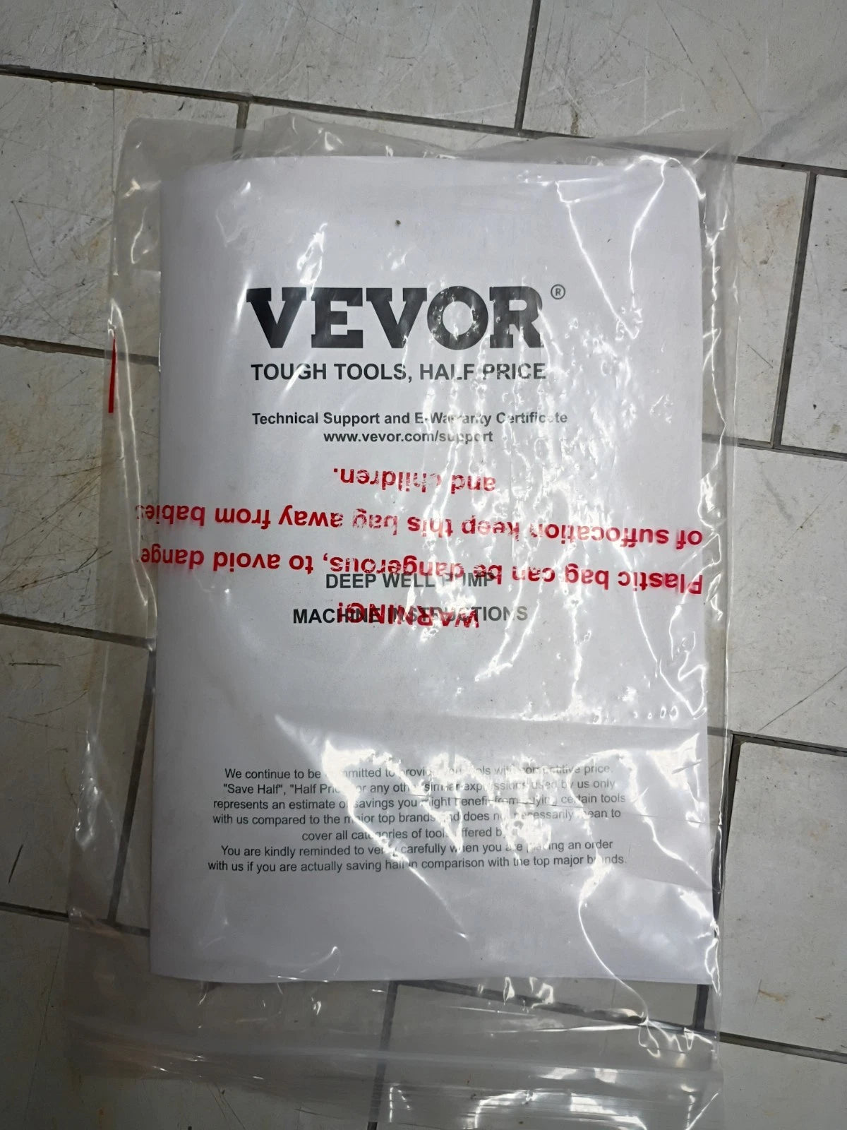 vevor submersible pump type 4ssm5/6 230v 1 Hp. Open Box