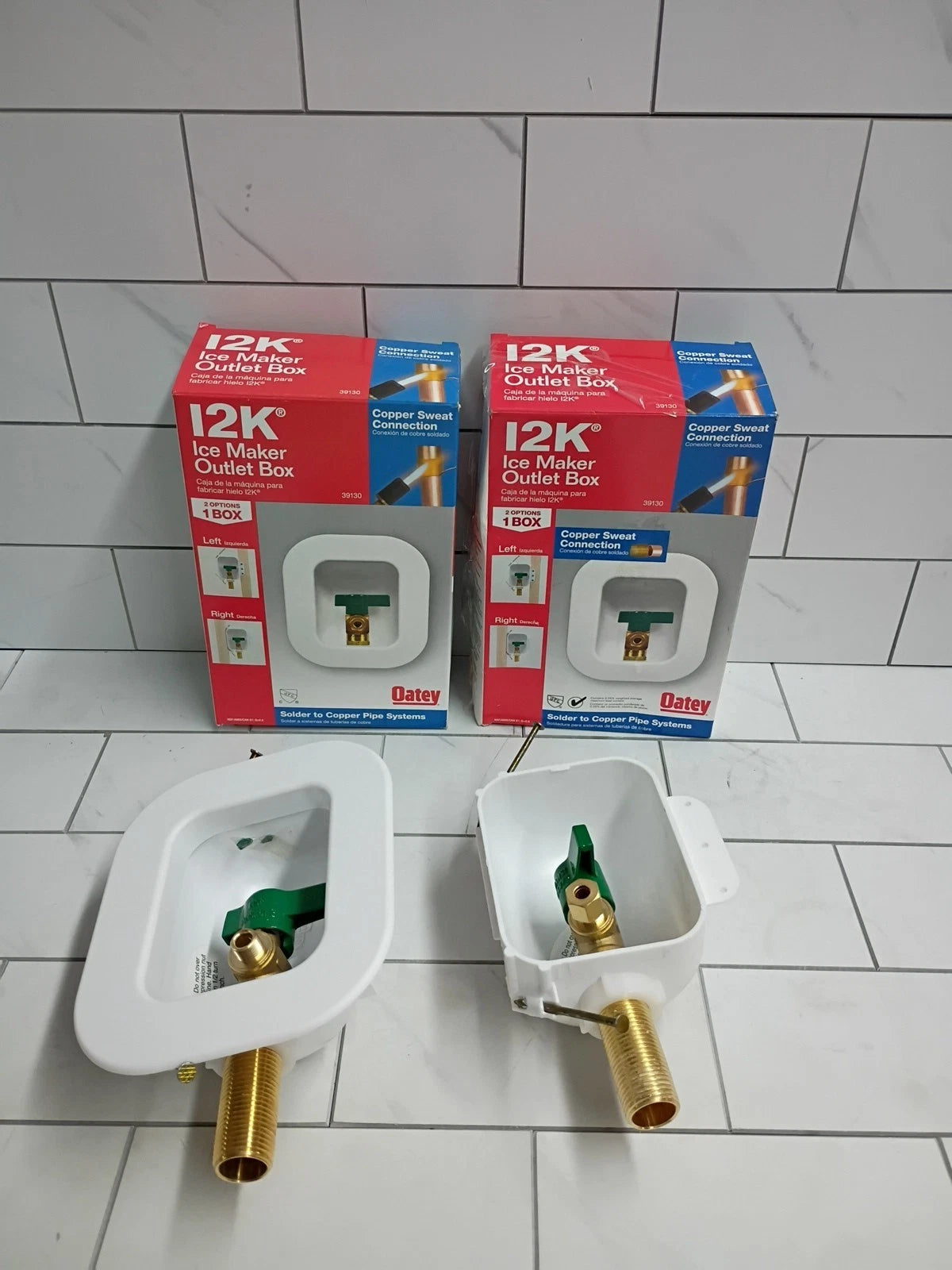 2pk Oatey I2K 39130 Quarter Turn Ice Maker Outlet Box Open Box