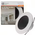 Commercial Electric 6 in. Black Low Glare Integrated LED Recessed Light Trim 670 Lumens 3000K Soft White Kitchen Bedroom Office