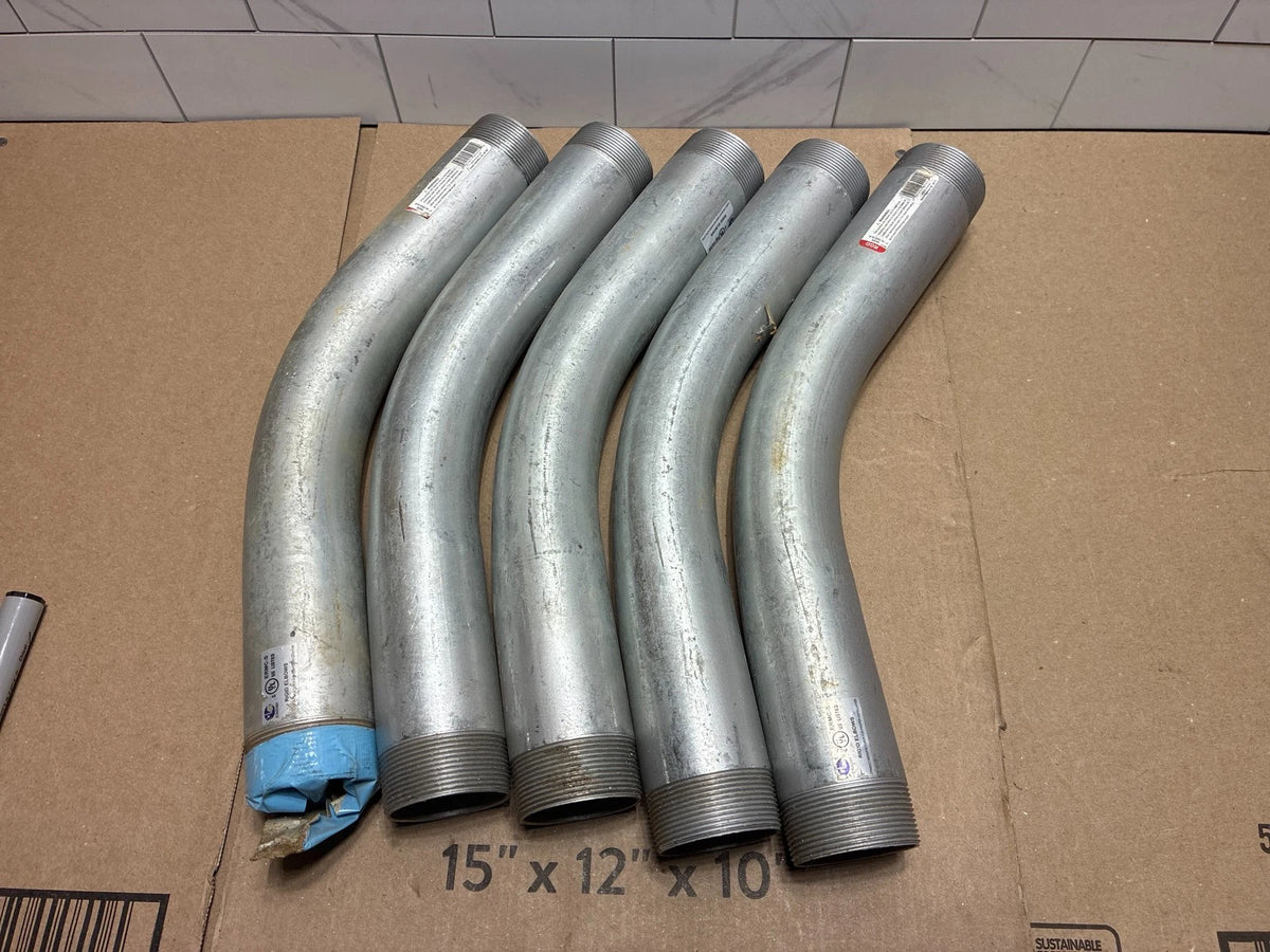 5-PK RIGID 2" STEEL THREADED 45 DEG CONDUIT ELBOW 6422 OPEN BOX
