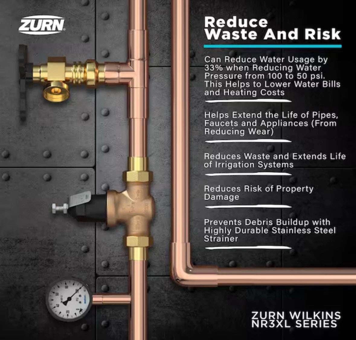 Wilkins 3/4 in. NR3XL Pressure Reducing Valve with Double Union FNPT Connection