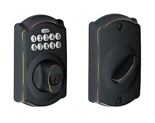 Schlage BE365 V CAM716 Camelot Keypad Deadbolt - Aged Bronze NEW OPEN BOX