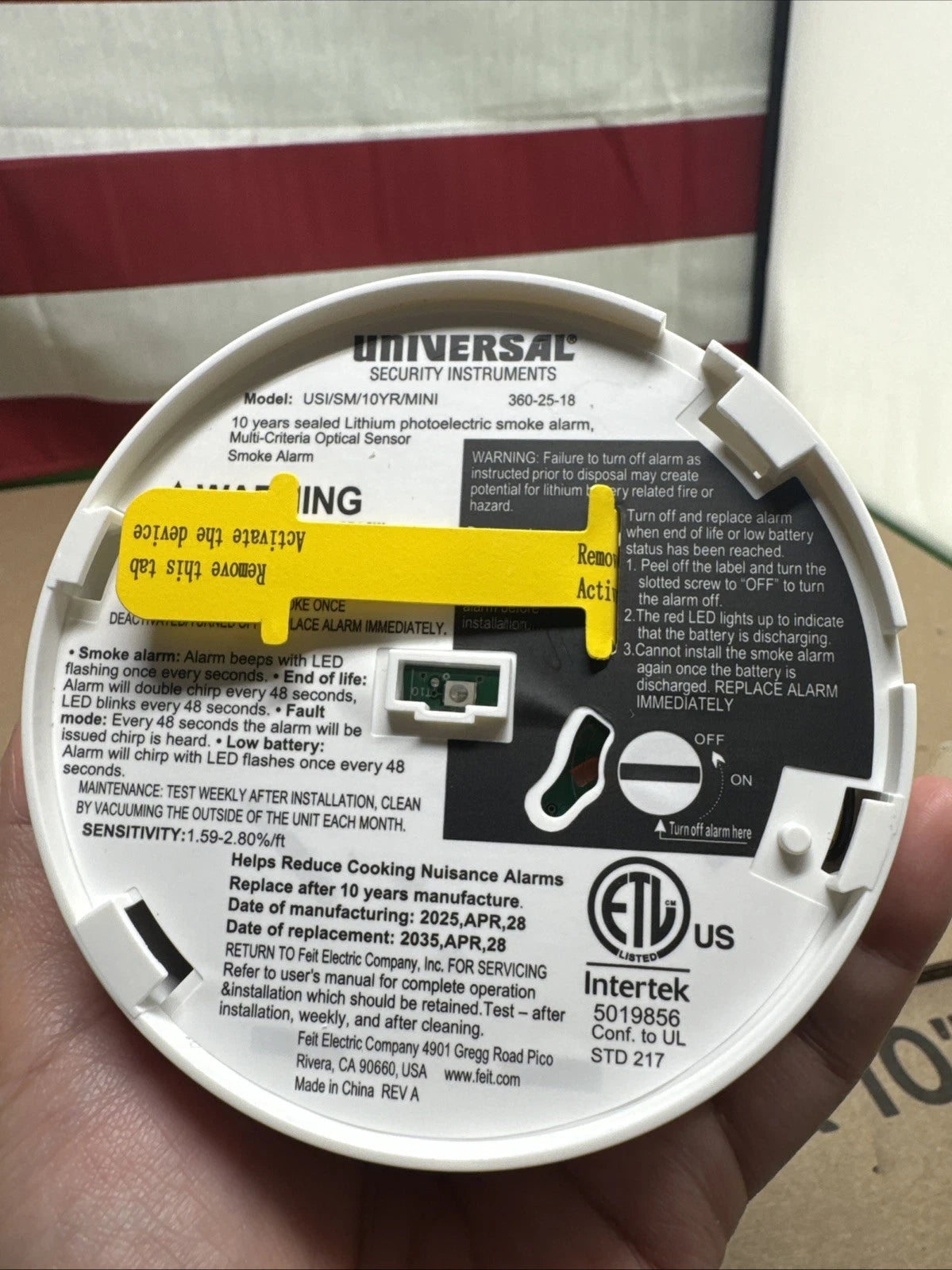 10-Year Battery Powered Mini Smoke and Fire Detector with Photoelectric Sensor