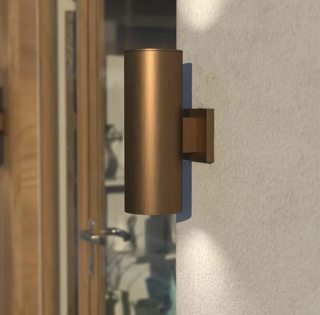 Vaxcel Chiasso 1 Light 14.25" Outdoor Wall Light, Warm Brass/Clear Cover - T0588