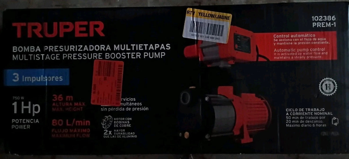 TRUPER PREM 1 HP 373W 1/2 HP Pressure Pump Read Description Parts Only
