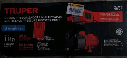 TRUPER PREM 1 HP 373W 1/2 HP Pressure Pump Read Description Parts Only