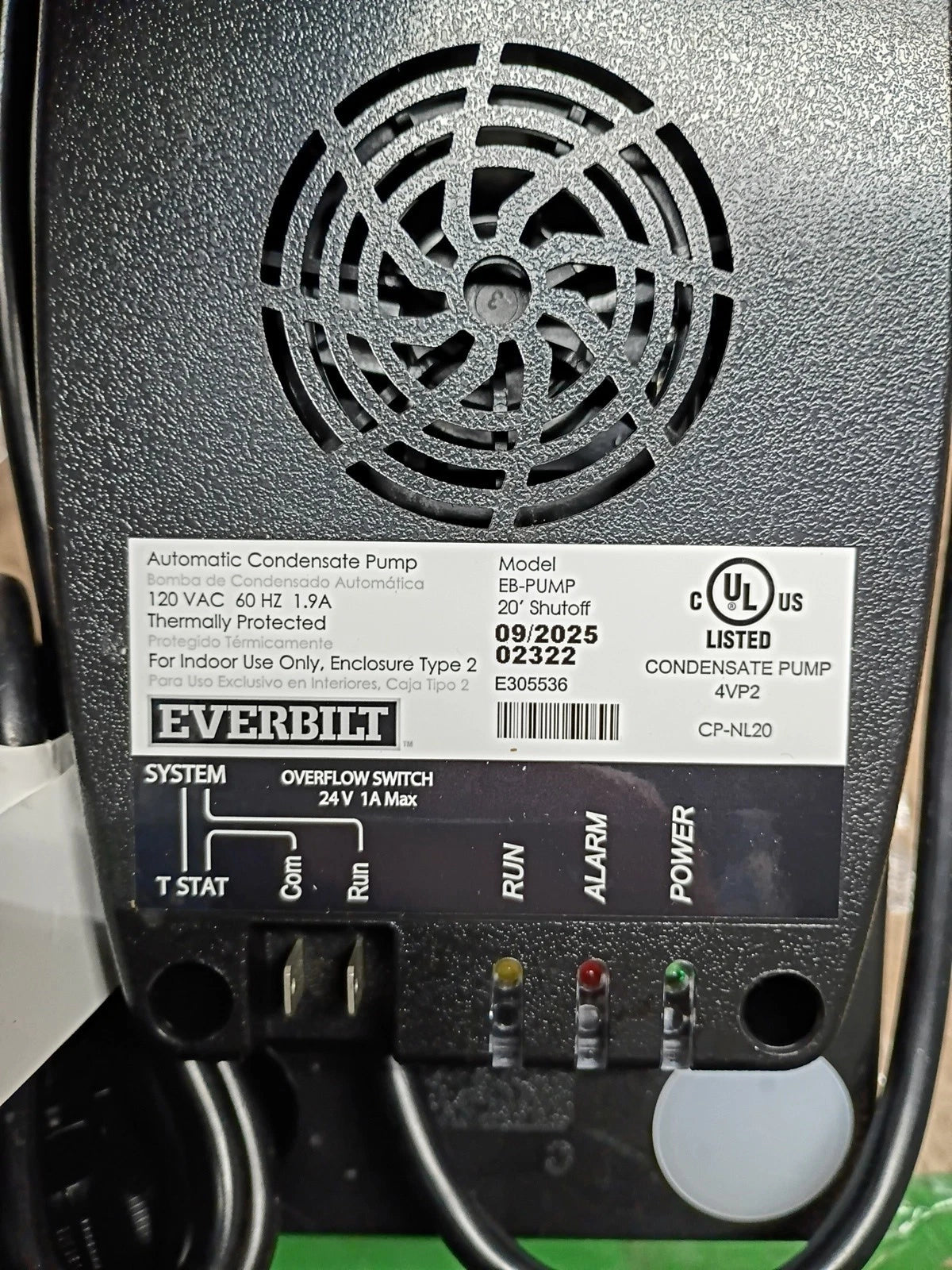 Everbilt EB-PUMP-T 120-Volt Automatic Condensate Pump W/ Hose HVAC Pump OpenBox