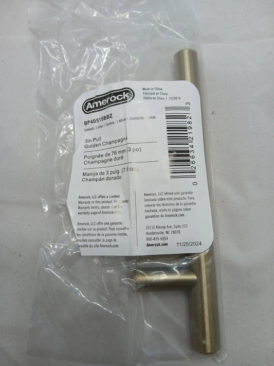 (10pack)Amerock Bar Pulls 3 in. (76mm) Modern Golden Champagne Bar Cabinet Pull