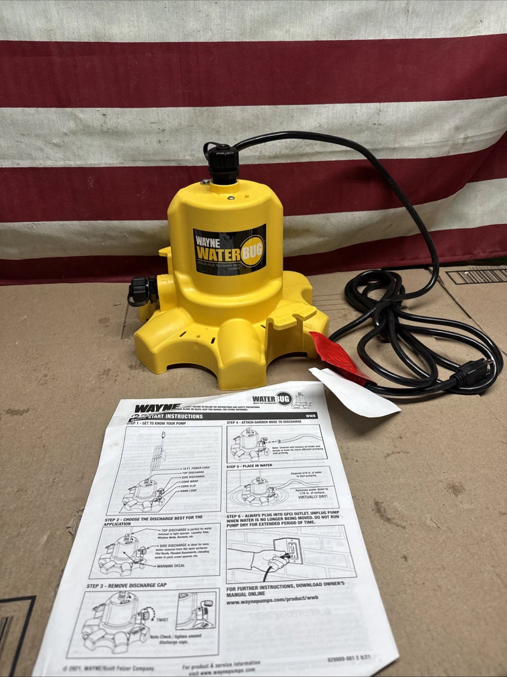Wayne 1/6 HP WaterBUG Submersible Utility Pump with Multi-Flo Technology NOB.,