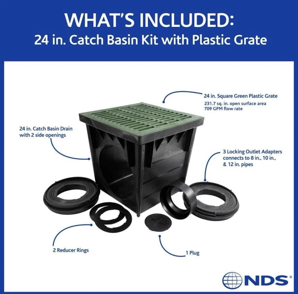 NDS 24 in. Square Catch Basin Kit with Green Grate