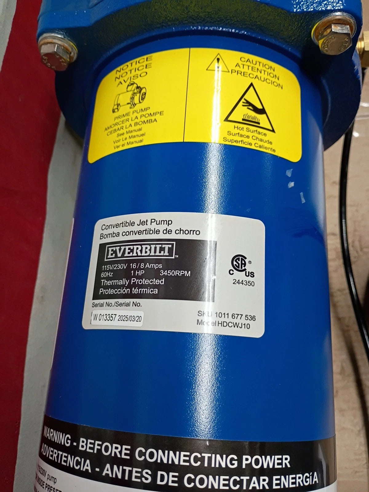 Everbilt HDCWJ10, 1 HP Professional Convertible Jet Pump 24 GPM *FOR PARTS*