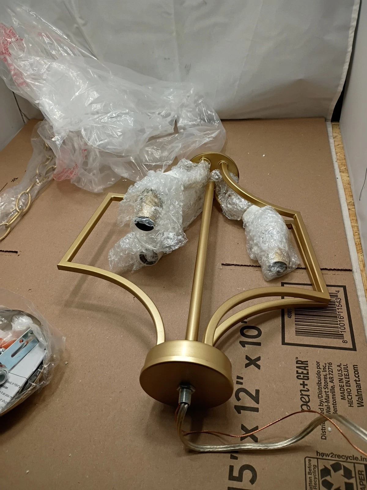 iHomeangel Gold Metal Hanging Light 3-Light Fixture A03625 Open Box
