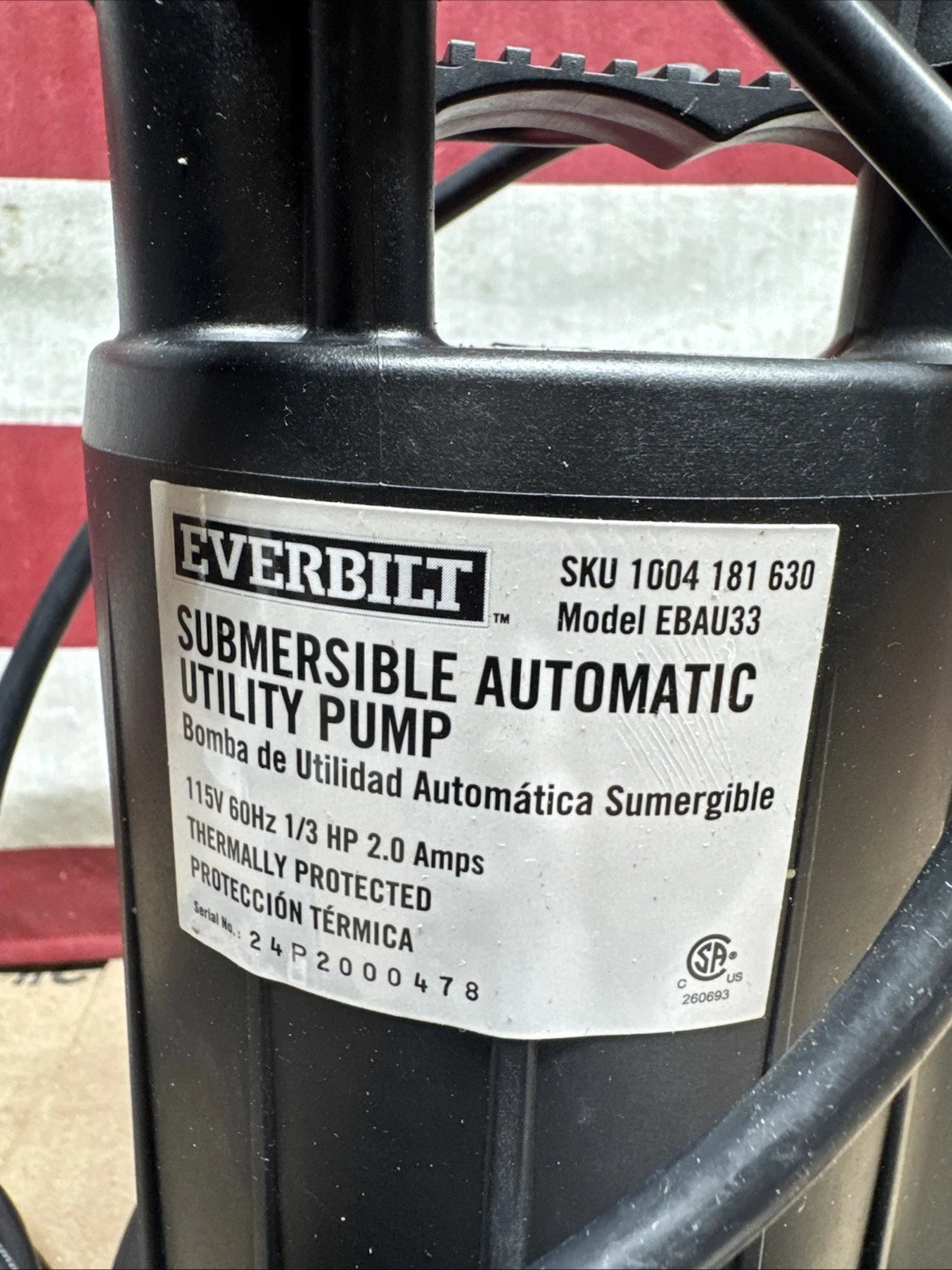 Everbilt EBAU33 1/3 HP Automatic Utility Pump 1004181630