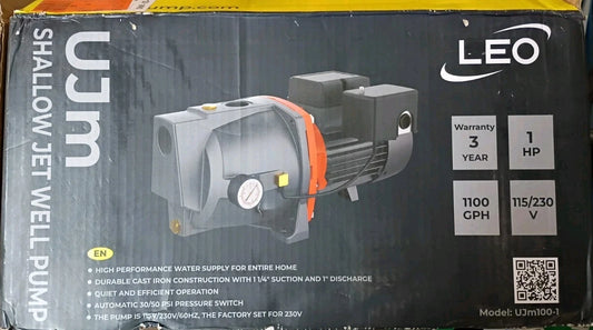 Leo UJm75-1, 3/4 HP 115/230-Volt Cast Iron Shallow Well Jet Pump, Open Box,
