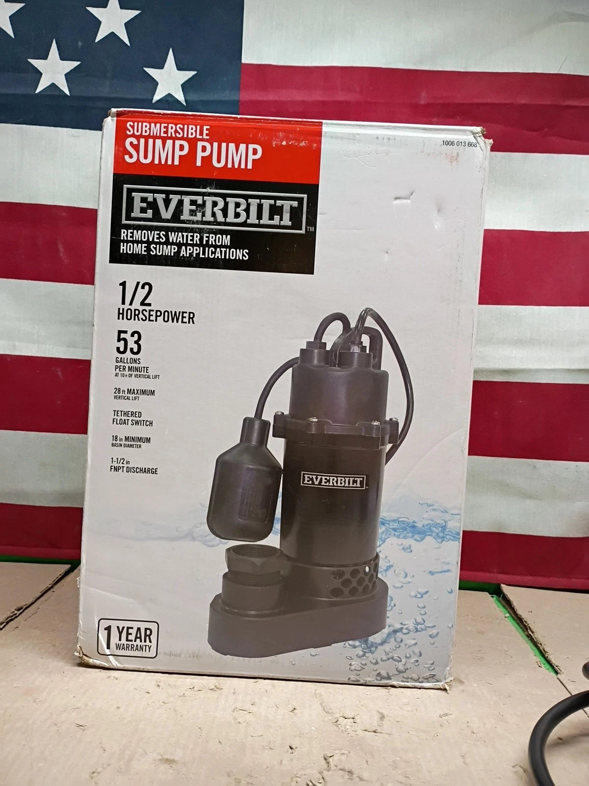 Everbilt HDSP50W 1/2 HP Submersible Aluminum Sump Pump with Tethered Switch