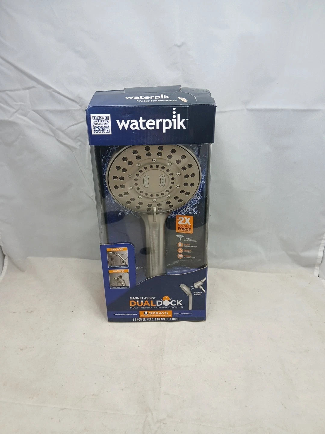 Waterpik 8-Spray Wall Mount Magnet Assist Multi Height Handheld Shower Head