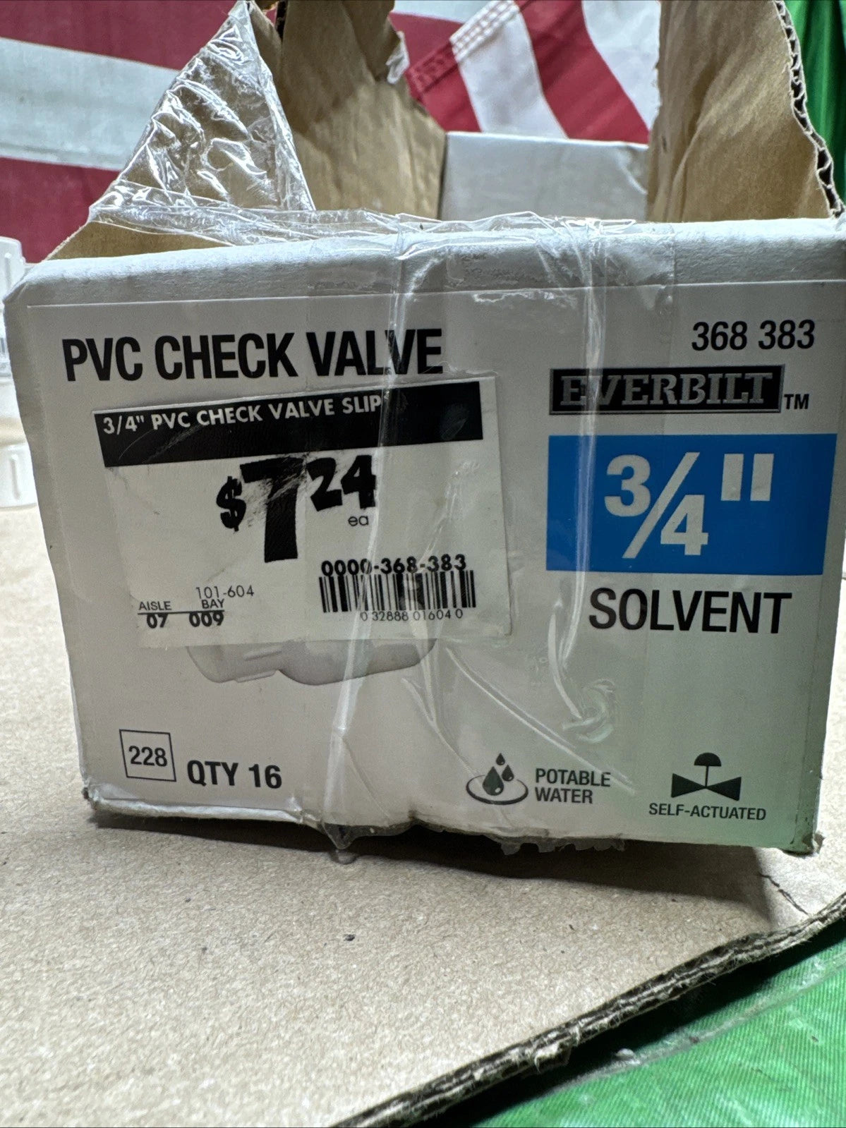 Everbilt 3/4" Slip PVC VALVE (LOT OF 16) (Z)