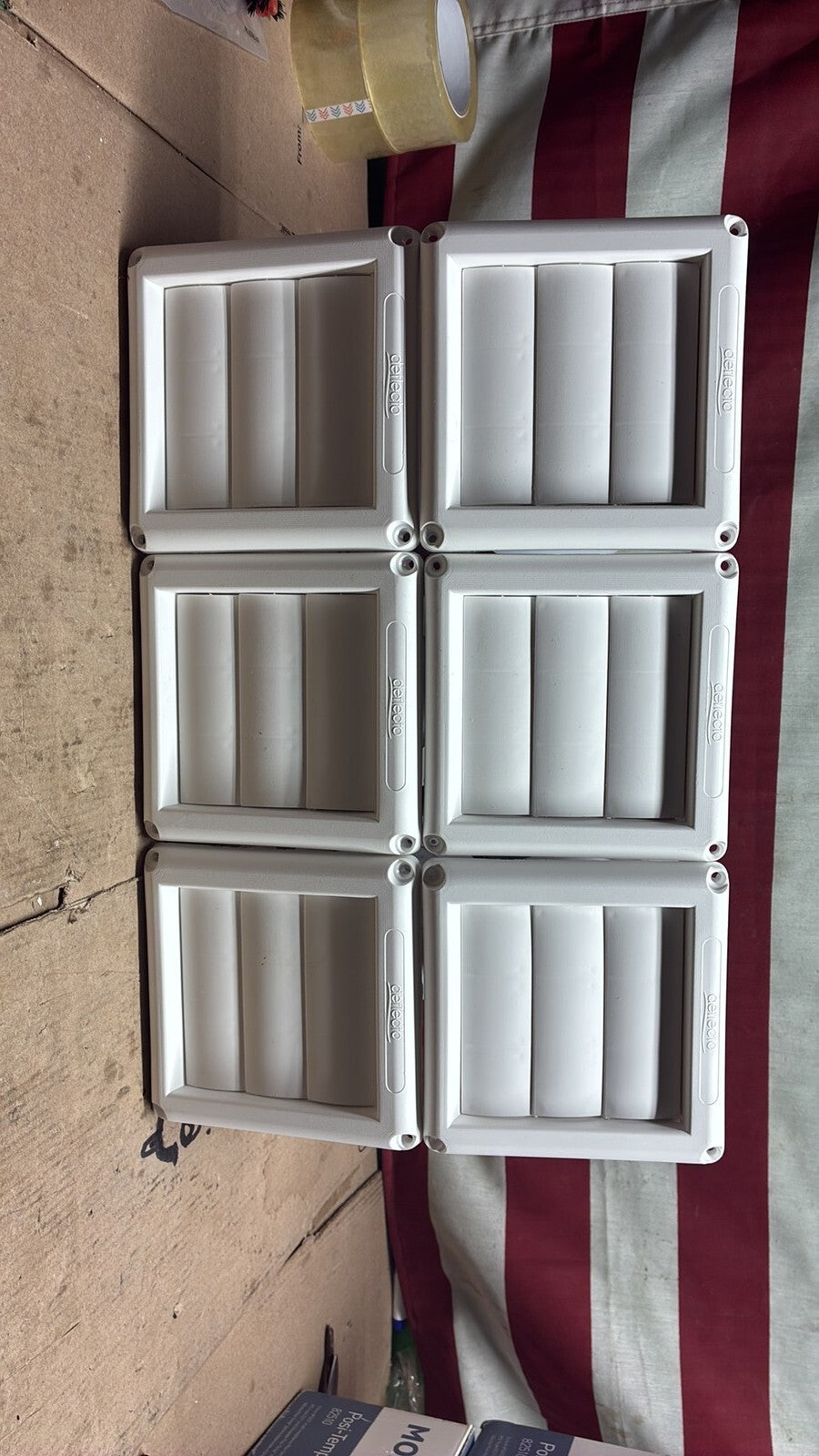 6PK Deflecto HS4W/18  Louvered Outdoor Dryer Vent Cover, White, 4" Hood
