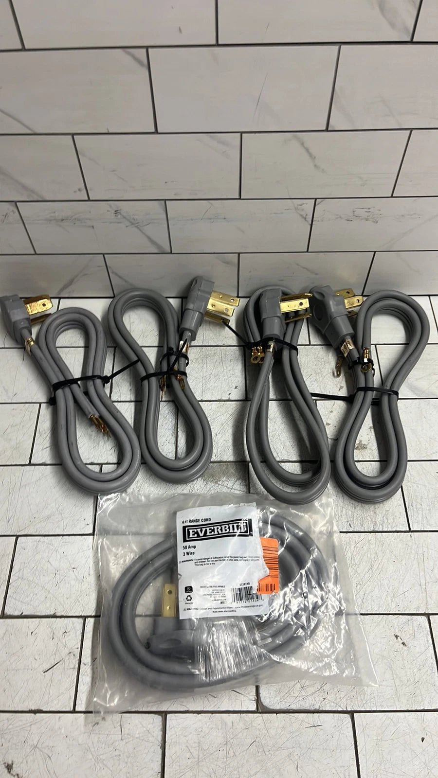 QTY of 5 Everbilt 61241HD 4 ft. 6/8 3-Wire Electric Range Plug Gray 50 amp