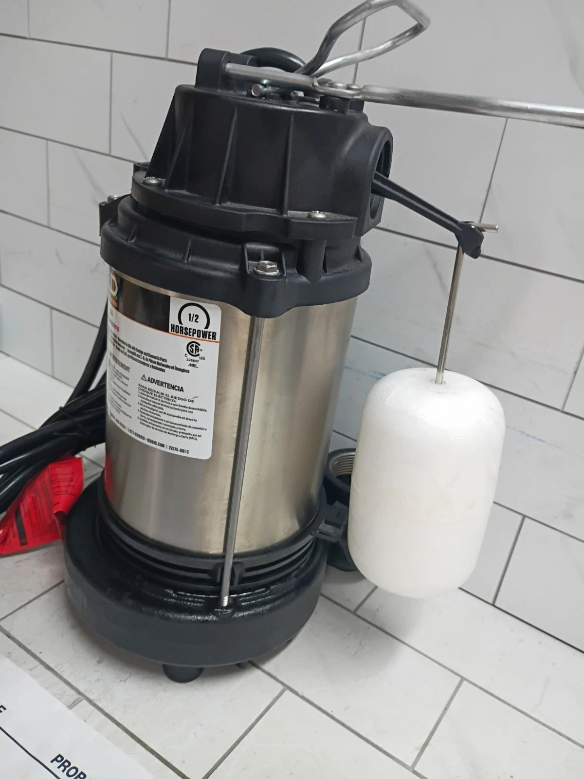 Ridgid500RSDS 1/2 HP Stainless Steel Dual Suction Sump Pump, Open Box.