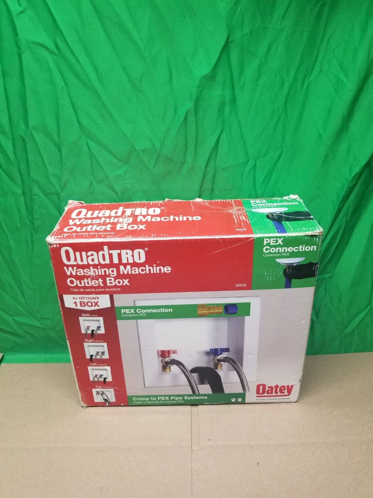 Oatey Quadtro Washing Machine Outlet Box 1/4" Turn x 2" Hub 38528 OPEN BOX