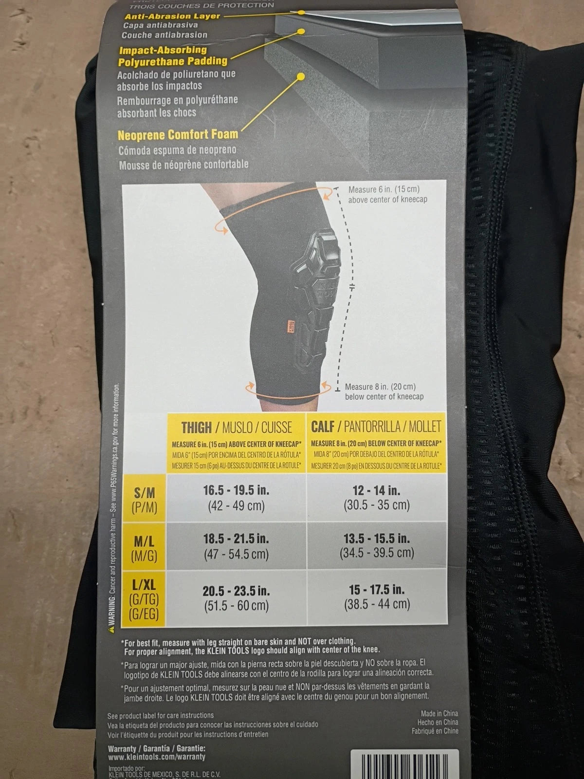 Klein Tools 60611 Knee Pads Breathable Mesh Back, Elastic Cuff (Black), L/XL