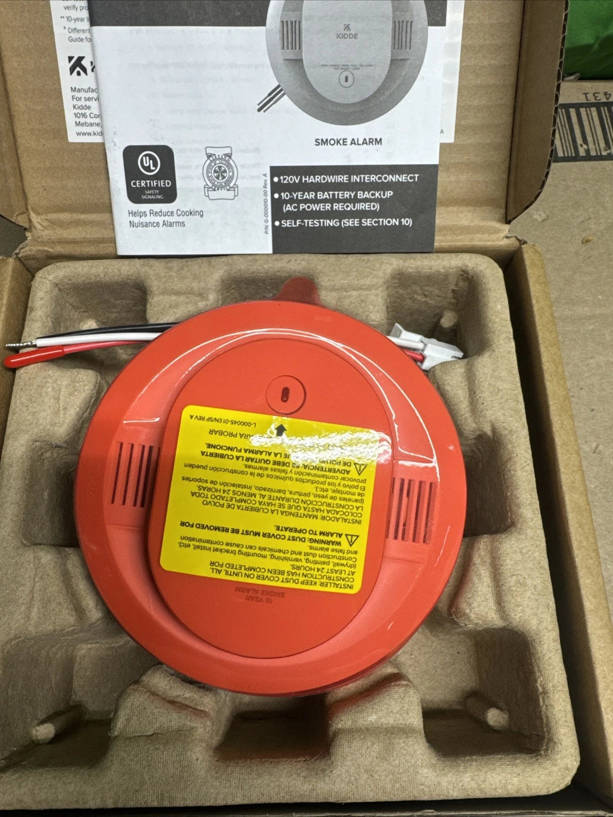 Kidde 20SA10 Hardwired Smoke Detector, 10-Year Battery, Interconnectable