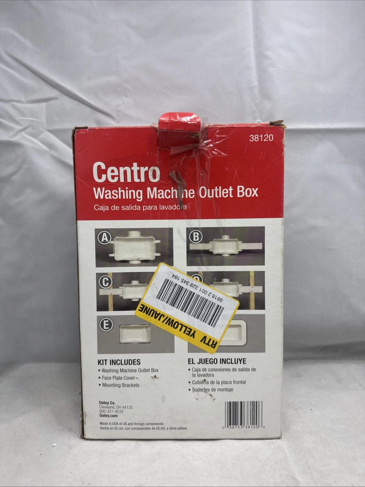 Oatey Centro Washing Machine Outlet Box Face Plate Brackets Fittings 38120 White