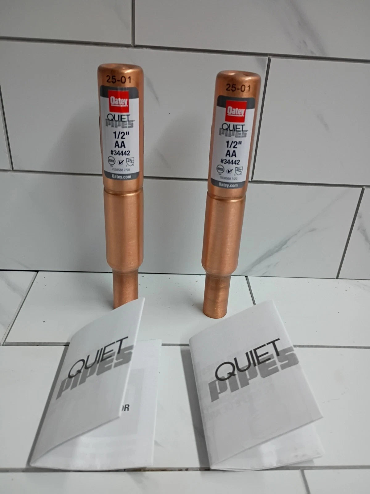 2Pk Oatey 34442 : 1/2" Male Quiet Pipes SWT/Press AA Straight Hammer Arrestor