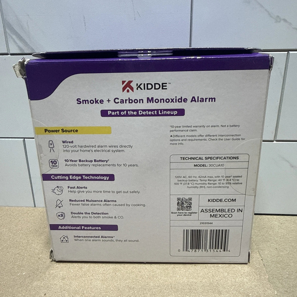 Kidde 30CUA10 10yr Combination Photoelectric Smoke CarbonMonoxide Alarm Hardwire