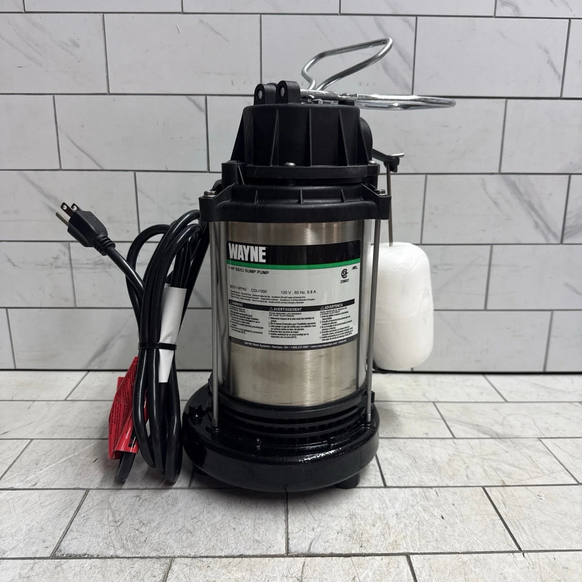 Wayne CDU1000 - 1HP Submersible Sump Pump Stainless Steel & Cast Iron 6100GPH