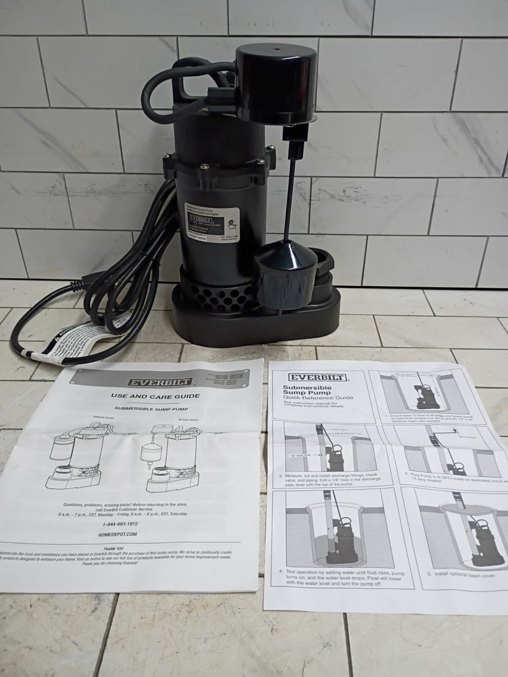Everbilt HDSP25V 1/4 HP Aluminum Submersible Sump Pump Vertical Float Switch