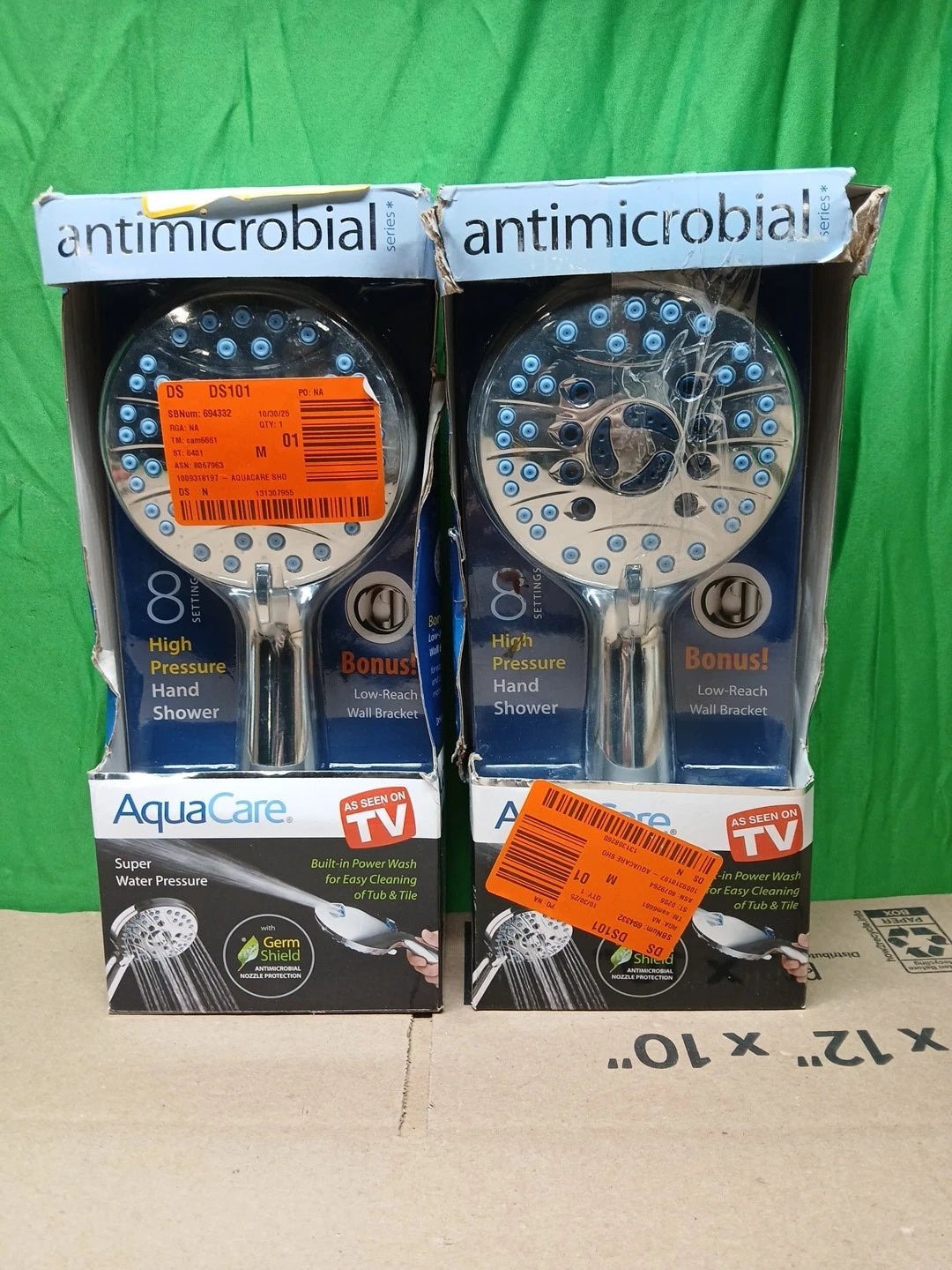 2pck 8-Spray Patterns 2.5 GPM 4.5 in. Wall Mounted Dual ShowerHead New Rough Box