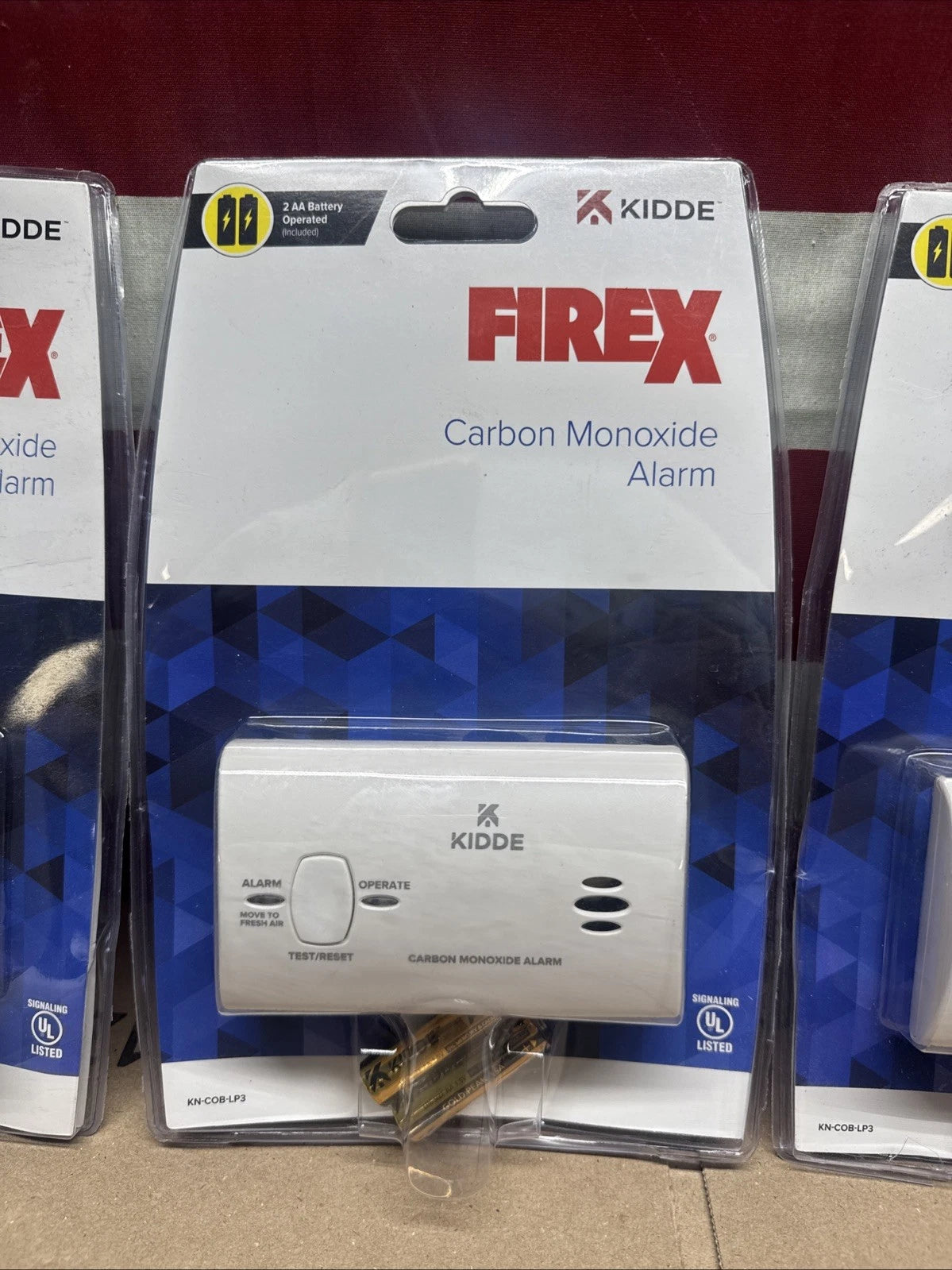 3 pack Kidde Firex Carbon Monoxide Detector, Battery Operated, KN-COB-LP3