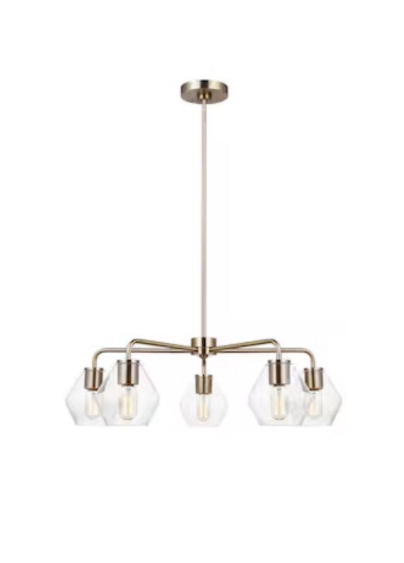 Generation Lighting Jett 5 -Light Satin Brass Clear glass Steel Chandelier